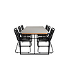 Texas tuinmeubelset tafel 100x200cm en 6 stoel stapelS Lindos zwart, naturel, grijs.