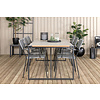 Texas tuinmeubelset tafel 100x200cm en 6 stoel armleuningG  Lindos zwart, naturel, grijs.