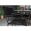 Texas tuinmeubelset tafel 100x200cm en 6 stoel armleuningS  Lindos zwart, naturel, grijs.