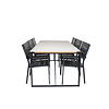 Texas tuinmeubelset tafel 100x200cm en 6 stoel Levels zwart, naturel, grijs.