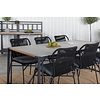 Texas tuinmeubelset tafel 100x200cm en 6 stoel Julian zwart, naturel, grijs.