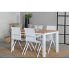 Panama tuinmeubelset tafel 90x152/210cm en 4 stoel Alina wit, naturel.