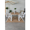 Panama tuinmeubelset tafel 90x152/210cm en 6 stoel Alina wit, naturel.