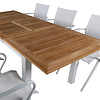 Panama tuinmeubelset tafel 90x152/210cm en 6 stoel Alina wit, naturel.