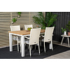 Panama tuinmeubelset tafel 90x152/210cm en 4 stoel Anna wit, naturel.