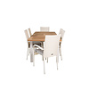 Panama tuinmeubelset tafel 90x152/210cm en 6 stoel Anna wit, naturel.