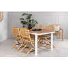 Panama tuinmeubelset tafel 90x152/210cm en 4 stoel Cane lichtgrijs, naturel.