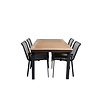 Panama tuinmeubelset tafel 90x152/210cm en 4 stoel Dallas zwart, naturel.