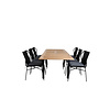 Panama tuinmeubelset tafel 90x152/210cm en 6 stoel Julian zwart, naturel.