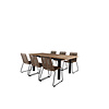 Panama tuinmeubelset tafel 90x152/210cm en 6 stoel stapelL Lindos zwart, naturel.