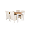 Panama tuinmeubelset tafel 90x152/210cm en 4 stoel Malin wit, naturel.