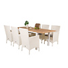 Panama tuinmeubelset tafel 90x152/210cm en 6 stoel Malin wit, naturel.