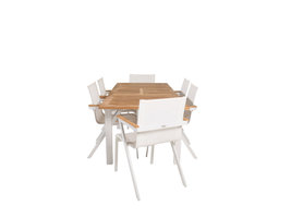 Panama tuinmeubelset tafel 90x152/210cm en 6 stoel Mexico wit, naturel.