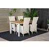 Panama tuinmeubelset tafel 90x152/210cm en 4 stoel Padova wit, naturel.