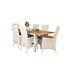 Panama tuinmeubelset tafel 90x152/210cm en 6 stoel Padova wit, naturel.