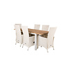 Panama tuinmeubelset tafel 90x152/210cm en 6 stoel Padova wit, naturel.