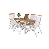 Panama tuinmeubelset tafel 90x152/210cm en 6 stoel Panama naturel, wit.