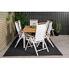 Panama tuinmeubelset tafel 90x152/210cm en 6 stoel Panama naturel, wit.