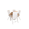 Panama tuinmeubelset tafel 90x152/210cm en 6 stoel Panama naturel, wit.