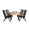 Panama tuinmeubelset tafel 90x152/210cm en 6 stoel Panama zwart, naturel.