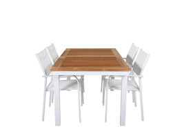 Panama tuinmeubelset tafel 90x152/210cm en 4 stoel Santorini wit, naturel.