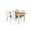 Panama tuinmeubelset tafel 90x160/240cm en 4 stoel Anna wit, naturel.