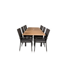 Panama tuinmeubelset tafel 90x160/240cm en 8 stoel Anna zwart, naturel.