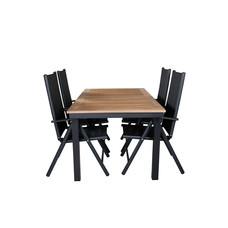 Panama tuinmeubelset tafel 90x160/240cm en 4 stoel Break zwart, naturel.