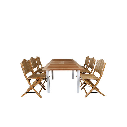 Panama tuinmeubelset tafel 90x160/240cm en 6 stoel Cane lichtgrijs, naturel.