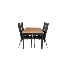 Panama tuinmeubelset tafel 90x160/240cm en 4 stoel Copacabana zwart, naturel.