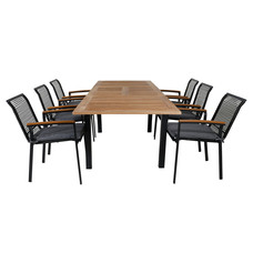 Panama tuinmeubelset tafel 90x160/240cm en 6 stoel Dallas zwart, naturel.