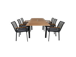Panama tuinmeubelset tafel 90x160/240cm en 6 stoel Dallas zwart, naturel.