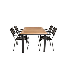 Panama tuinmeubelset tafel 90x160/240cm en 4 stoel armleuningS Lindos zwart, naturel.