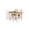 Panama tuinmeubelset tafel 90x160/240cm en 4 stoel Padova wit, naturel.