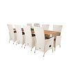 Panama tuinmeubelset tafel 90x160/240cm en 8 stoel Padova wit, naturel.