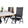 Texas tuinmeubelset tafel 100x200cm en 6 stoel Break zwart, grijs, naturel.