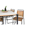Texas tuinmeubelset tafel 100x200cm en 6 stoel Bois zwart, grijs, naturel.