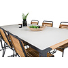 Texas tuinmeubelset tafel 100x200cm en 6 stoel Bois zwart, grijs, naturel.