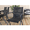 Texas tuinmeubelset tafel 100x200cm en 6 stoel Alina zwart, grijs, naturel.