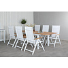 Panama tuinmeubelset tafel 90x160/240cm en 6 stoel Panama wit, naturel.