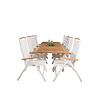 Panama tuinmeubelset tafel 90x160/240cm en 8 stoel Panama naturel, wit.