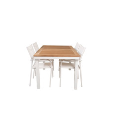 Panama tuinmeubelset tafel 90x160/240cm en 4 stoel Santorini wit, naturel.