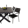 Rives tuinmeubelset tafel 100x200cm en 6 stoel armleuningS Lindos zwart.