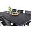 Rives tuinmeubelset tafel 100x200cm en 6 stoel Levels zwart.