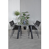 Paola tuinmeubelset tafel 100x200cm en 6 stoel armleuningS Lindos zwart, naturel.