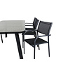 Paola tuinmeubelset tafel 100x200cm en 6 stoel Santorini zwart, naturel.