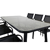 Paola tuinmeubelset tafel 100x200cm en 6 stoel Santorini zwart, naturel.
