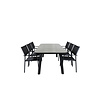 Paola tuinmeubelset tafel 100x200cm en 6 stoel Santorini zwart, naturel.
