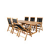 Plankton tuinmeubelset tafel 100x220cm en 6 stoel 5pos Peter naturel.