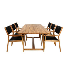 Plankton tuinmeubelset tafel 100x220cm en 6 stoel Little John naturel.